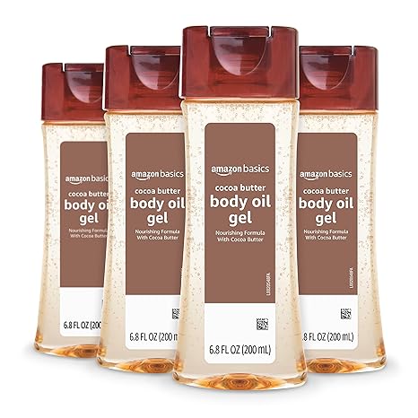 Basics Body Oil Gel with Cocoa Butter, Paraben Free, 6.8 Fl Oz (Pack of 1) (Previously Solimo)